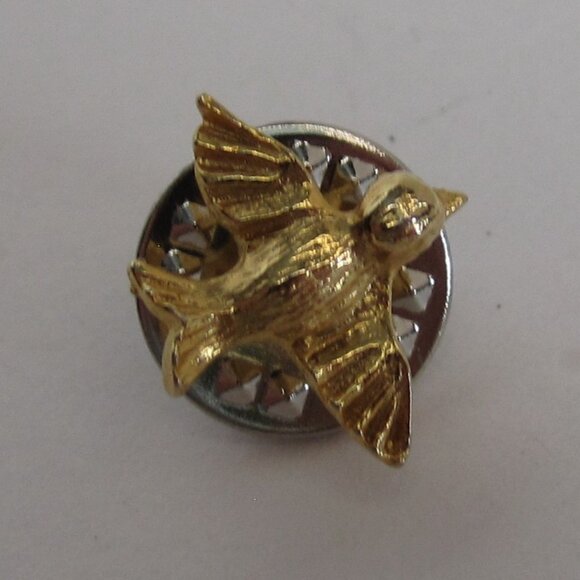 Blue Bird of Happiness Gold-tone Bird Tac Lapel Pin - Picture 2 of 3